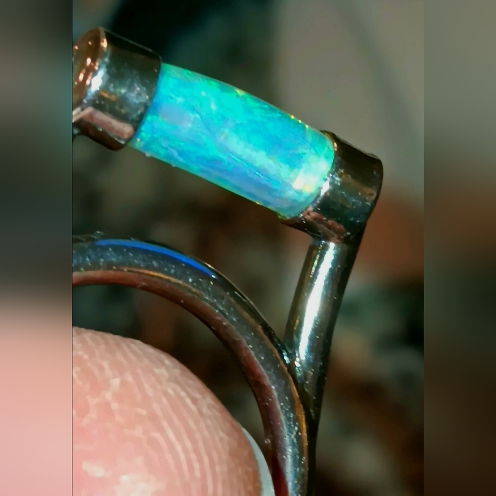 Opal Ring Opalized Belemnite Sterling Silver Colo… - image 5